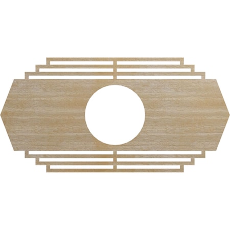 Ekena Millwork Chrysler Wood Fretwork Pierced Ceiling Medallion, Birch, 38"W x 19"H x 10"ID x 1/4"T CMWP38X19X0250CSBI